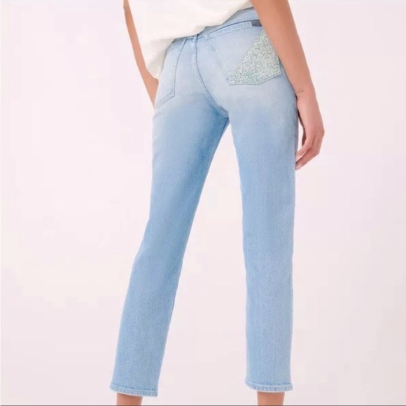 7 for all mankind patchwork ankle peggi jeans in laurel canyon blue -Sz 32, NWT - Picture 1 of 17